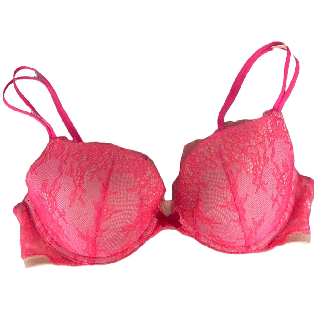 Victoria’s Secret Very Sexy Pink & Beige Lace padded  34D PUSH-UP/PIGEONNANT